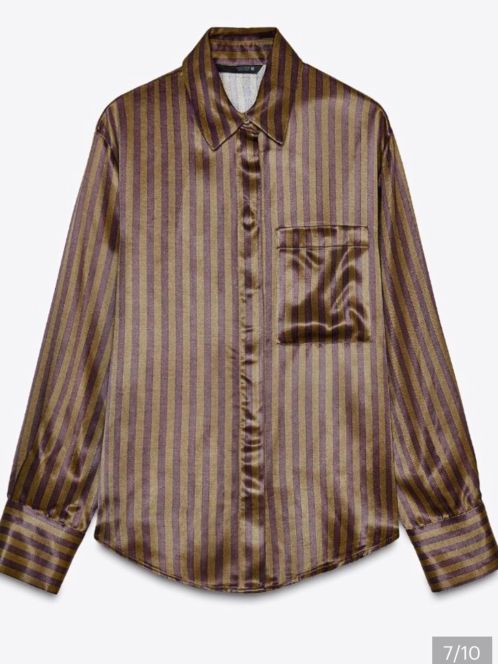 Zara Striped Button-Down Shirt in Olive Green and Purple